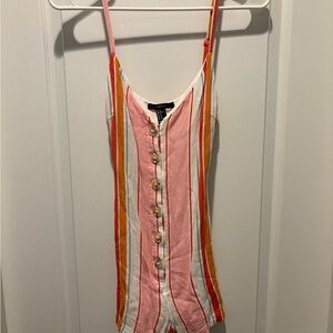 Forever 21 white & pink striped one piece